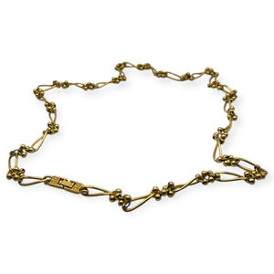 Vintage Givenchy Couture Logo Necklace Gold Tone Beaded Chain 37 Inch